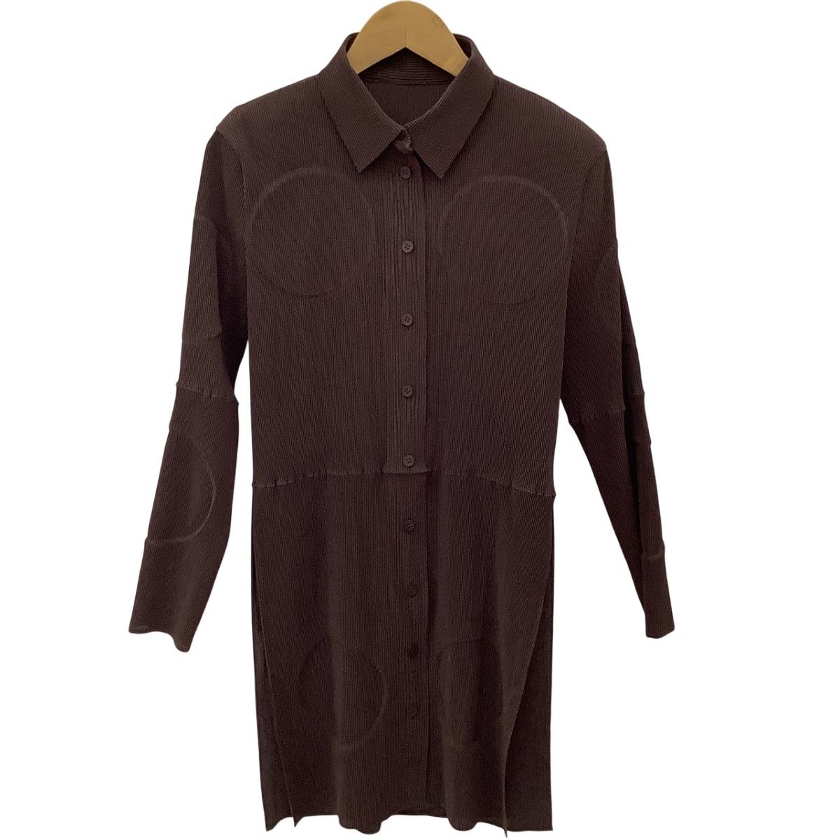 ISSEY MIYAKE イッセイミヤケ プリーツ ロングカーディガン 立体デザイン 変形 SIZE L IM84-FJ919 ブラウン