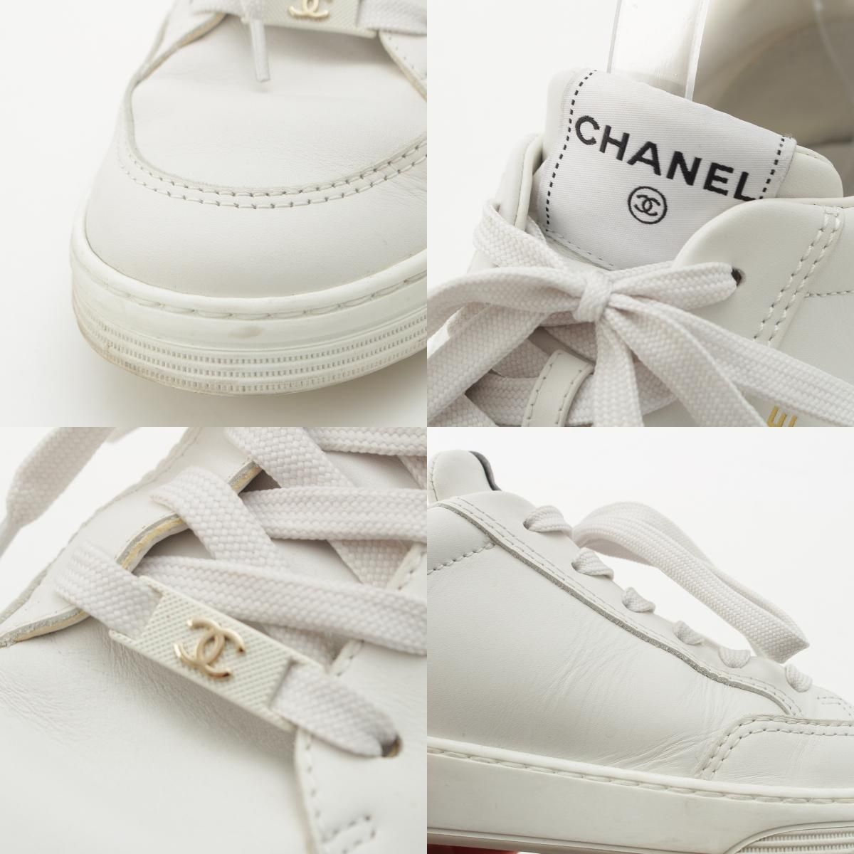 CHANEL シャネル ココマーク レザー ローカット スニーカー ホワイト G45086 シャネル レザー ココマーク ローカット スニーカー シューズ G45086