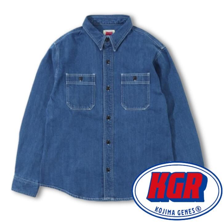児島ジーンズ 12ozセルビッチデニムワークシャツ ユーズドウェル by KGR KOJIMA GENES KGR-203UW