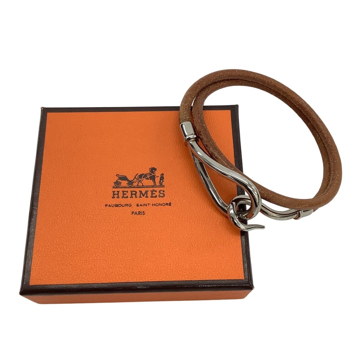 HERMES エルメス ブレスレット レザー ブラウン