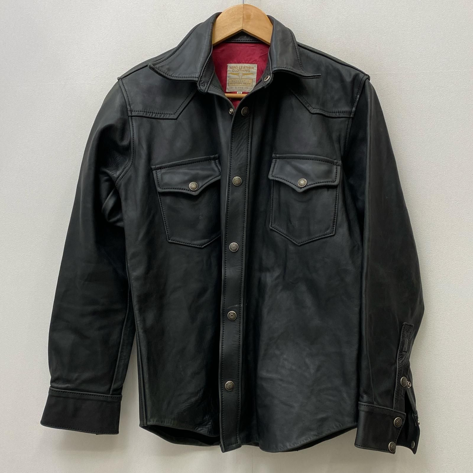 【加古川店】 中古 AERO LEATHER | エアロレザー レザー レザーウェスタンシャツ ブラック サイズ：36 【93】