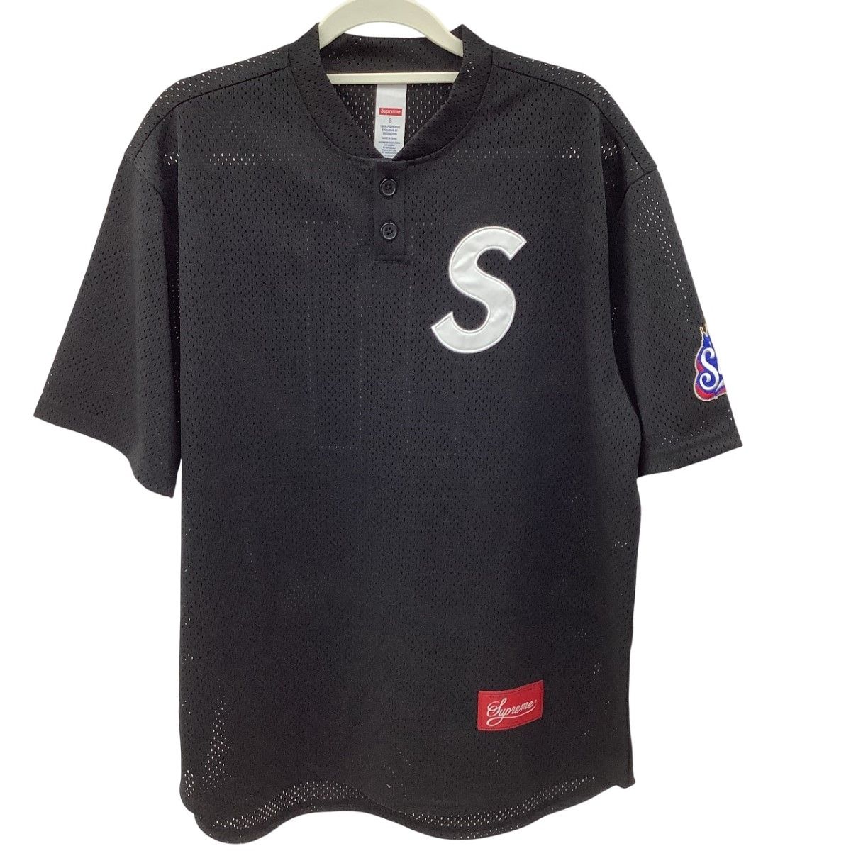 Supreme シュプリーム メンズ 半袖シャツ SIZE S メッシュ 24FW S Logo Baseball Henley Tee ブラック