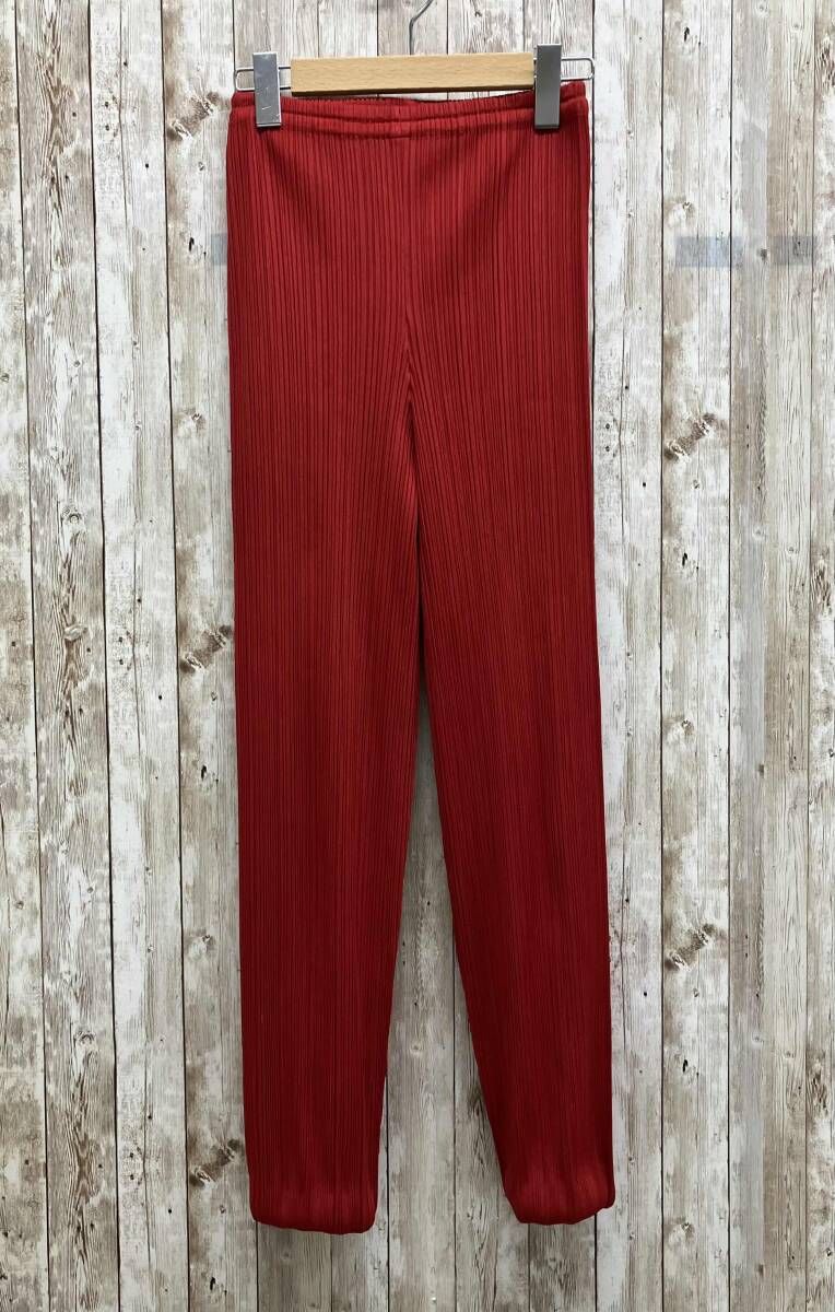 PLEATS PLEASE プリーツプリーズ パンツ サイズ2 PP04-JF109 イッセイミヤケ 日本製 レッド 汚れあり