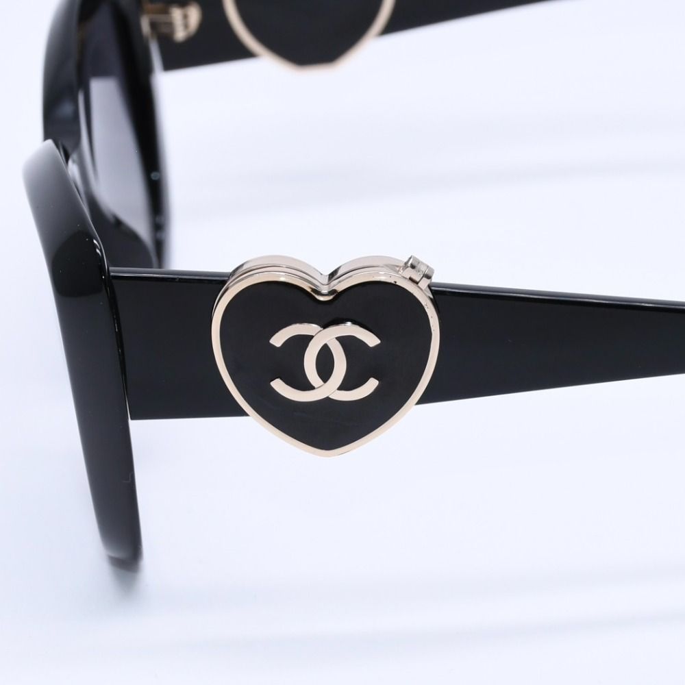 極美品 CHANEL シャネル ハートシェイプココマークサングラス 黒