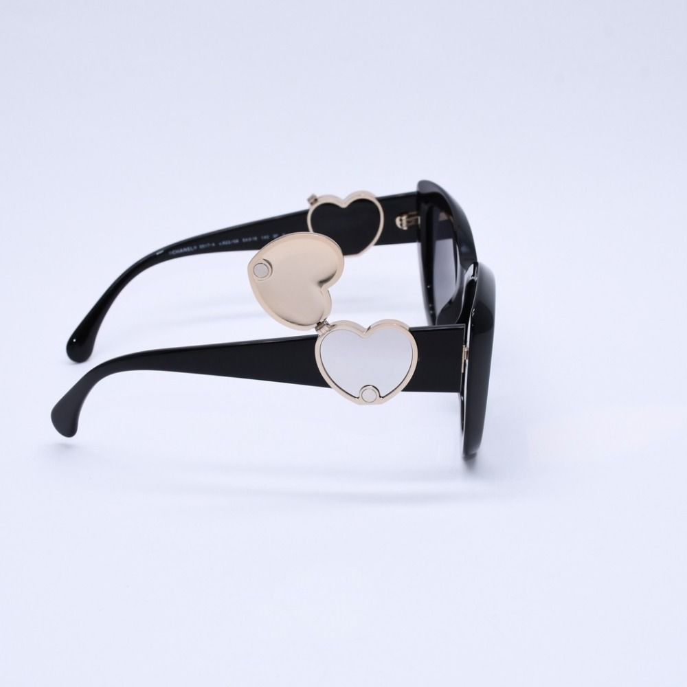極美品 CHANEL シャネル ハートシェイプココマークサングラス 黒