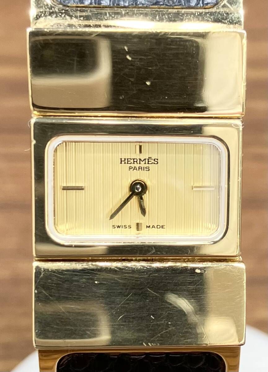 HERMES エルメス ロケ L01.200 アナログ クォーツ ゴールド文字盤 腕時計