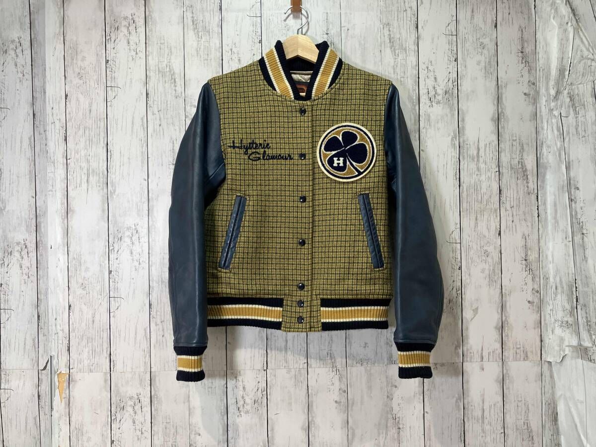 HYSTERIC GLAMOUR ヒステリックグラマー オールド 袖レザー ワッペン スタジャン アウター スタジャン 2AB-5320 サイズFREE カラーイエロー