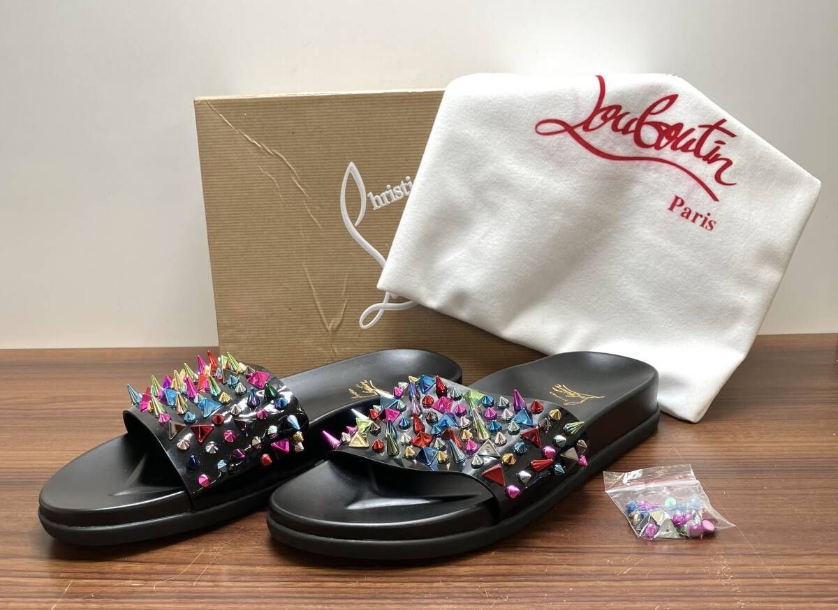 ★Chistian Louboutin クリスチャン ルブダン Pool fan マルチカラースタッズ サンダル 箱あり