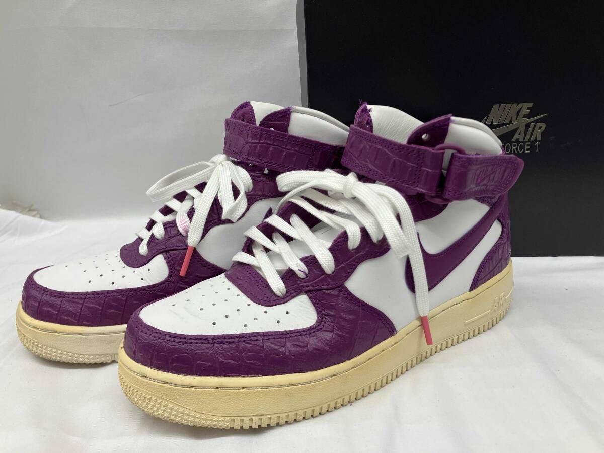 NIKE ナイキ　DZ4865-503 WMNS AIR FORCE 1 '07MID LX エアフォース1ミッド　ハイカットスニーカー ホワイト×パープル系 サイズ26.5cm