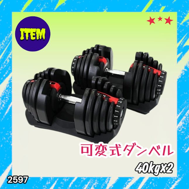 #2597 ダンベル 可変式 レッド 40kg 2個 総重量80kg 多機能 5~40kg 17段階調節 分かりやすいキロ表示 安全設計 省スペース 収納可能 ※一部地域離島別途配送料有