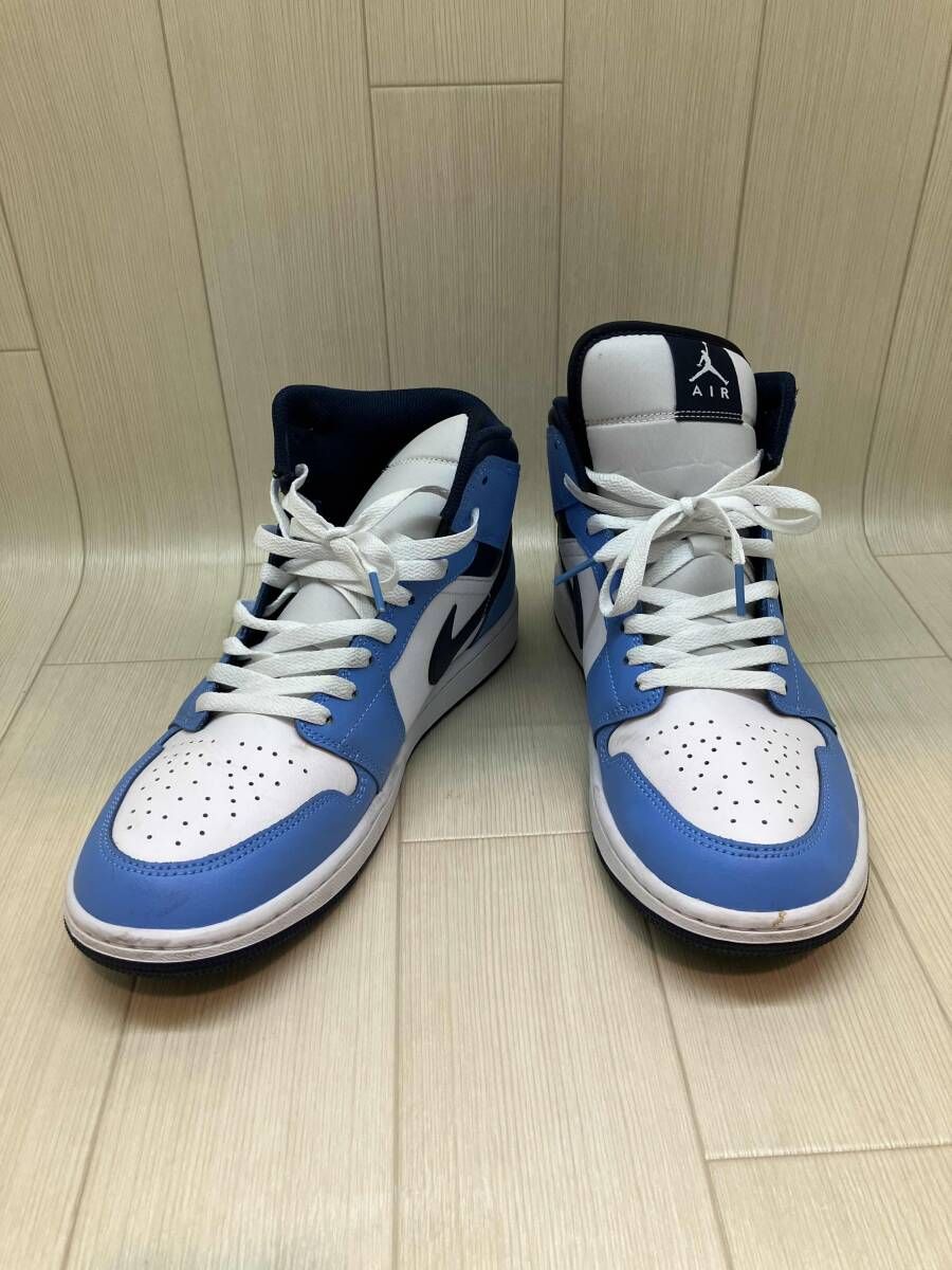 ★ NIKE ナイキ スニーカー エアジョーダン1 MID DQ8426-405 サイズ27.5cm ホワイト×ブルー 通年