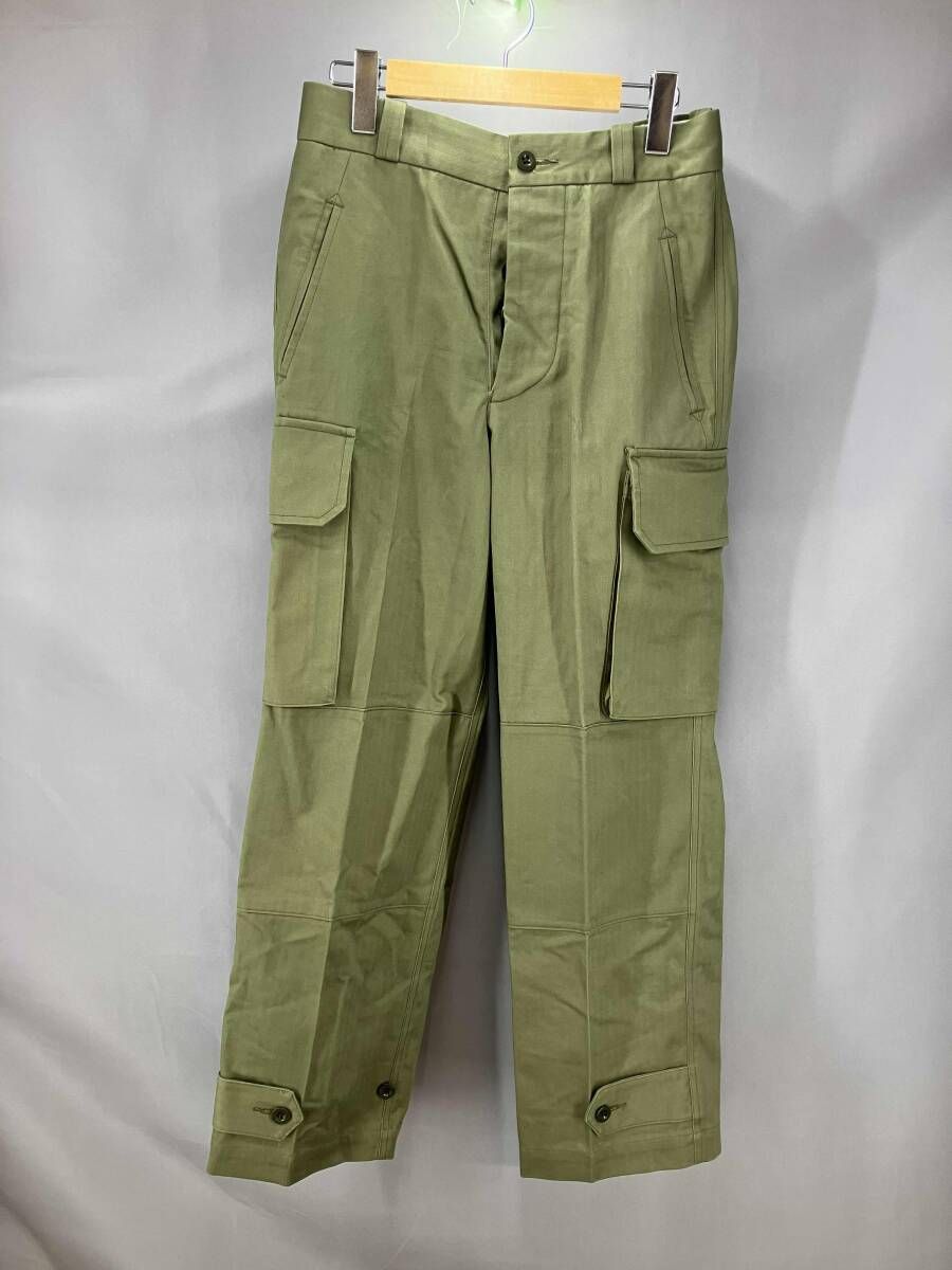 ★ 美品 タグ付き Tangent タンジェント MILITARY TAILORS へリンボーン ミリタリーパンツ 日本製 サイズ42 オリーブ グリーン 通年
