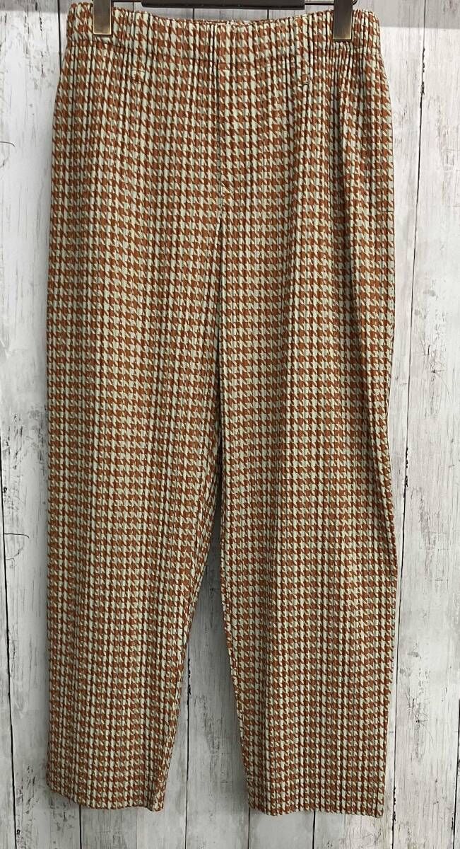 HOMME PLISSE ISSEY MIYAKE プリーツパンツ オムプリッセ イッセイミヤケ 総柄 千鳥格子 ロングパンツ size1