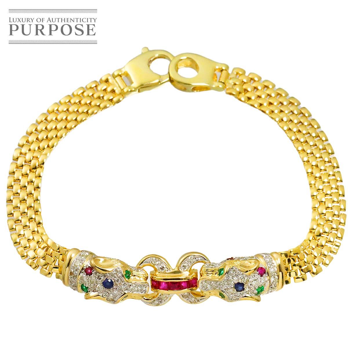 ダイヤ 0.62ct マルチストーン K18 YG ブレスレット 18cm イエローゴールド 750 Diamond Bracelet 90321193