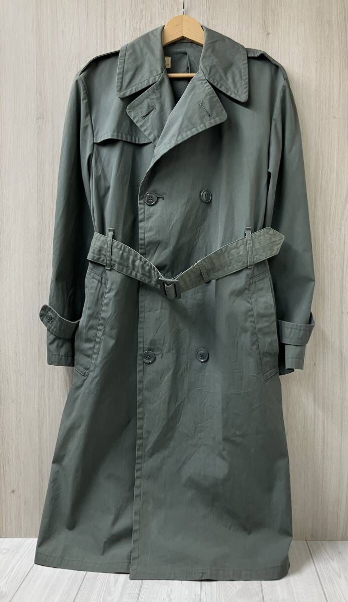古着 USARMY ユーエスアーミー 米軍 RAINCOAT MAN'S 70s ミリタリー トレンチコート サイズ36S モスグリーン