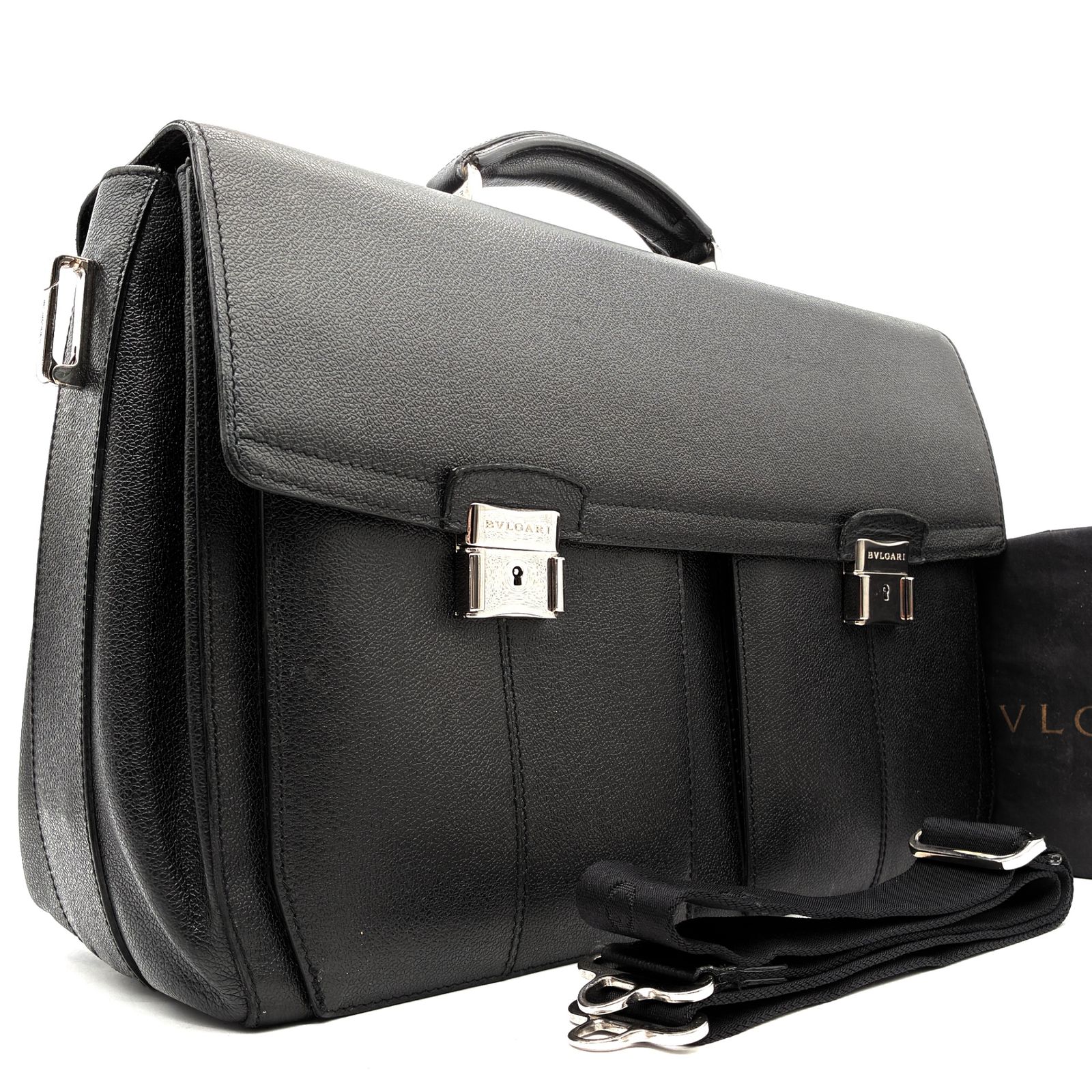 美品 ブルガリ BVLGARI 2way ダレスバッグ ビジネスバッグ ブリーフケース 多収納 ブラック 黒 レザー 本革 A4 大きめ 大容量 通勤 出張 ボーナス 夏休み 夏コーデ 父の日 ご褒美 サマーギフト 30,420円