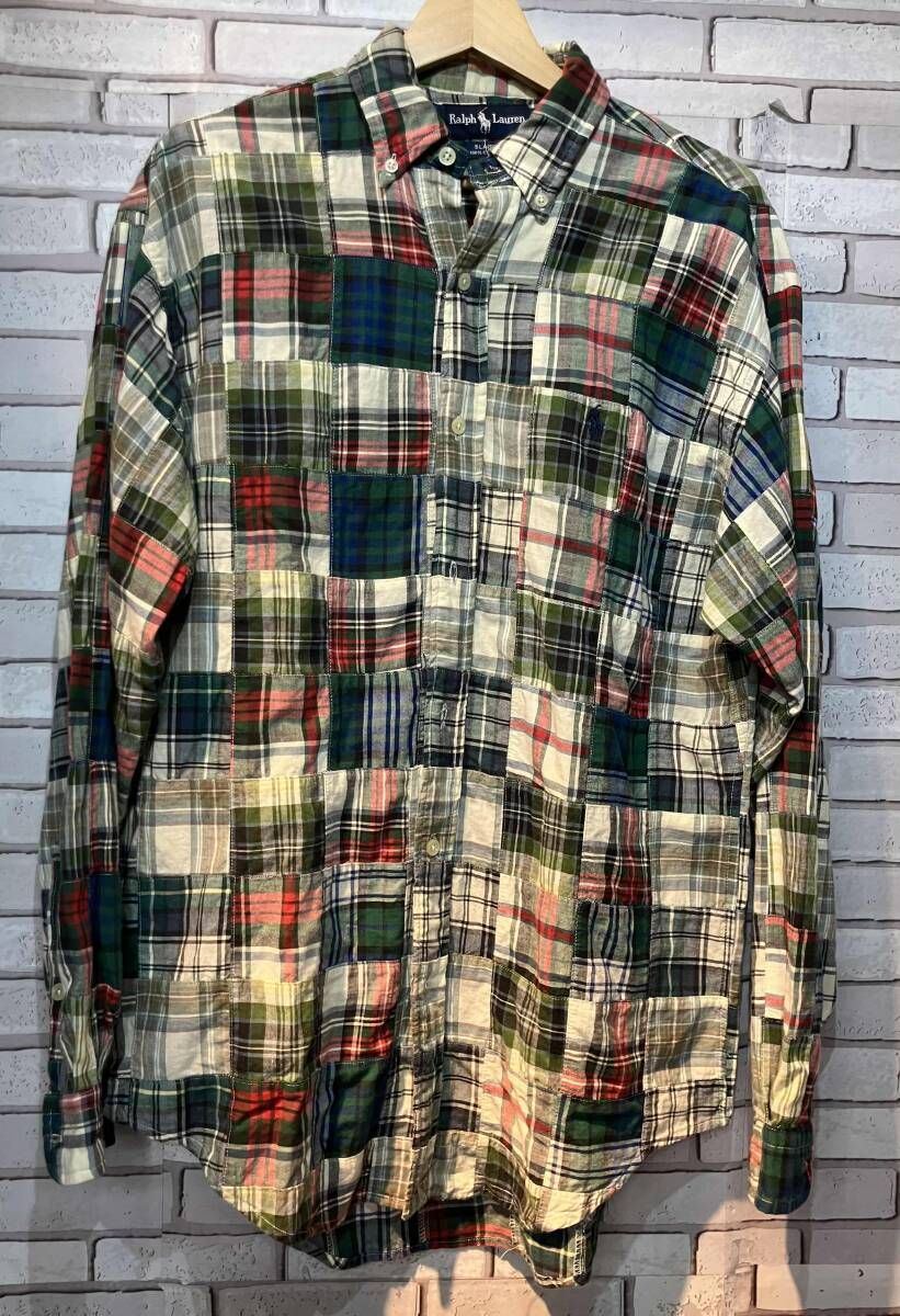 RALPH LAUREN ラルフローレン 長袖シャツ BLAIRE パッチワーク 90s Sサイズ アメリカンカジュアル