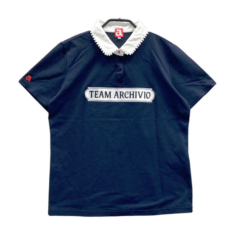 ARCHIVIO アルチビオ ビッグロゴ ポロシャツ 半袖 ネイビー 48 サイズ：40 ARCHIVIO アルチビオ 半袖ポロシャツ ネイビー系