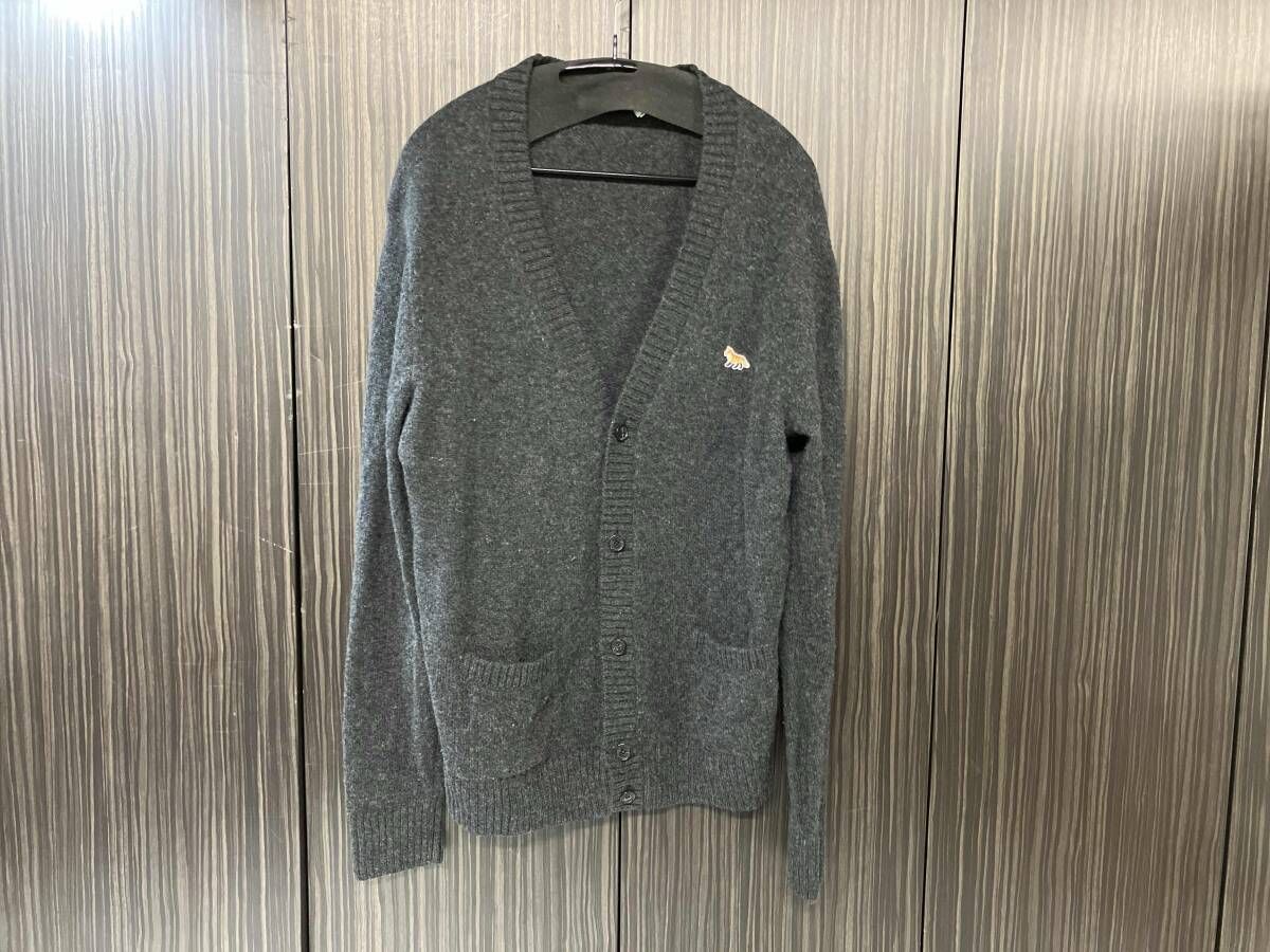 MAISON KITSUNE メゾンキツネ ダークグレー サイズL カーディガン ベビーフォックスパッチカーディガン HM00501KT1006