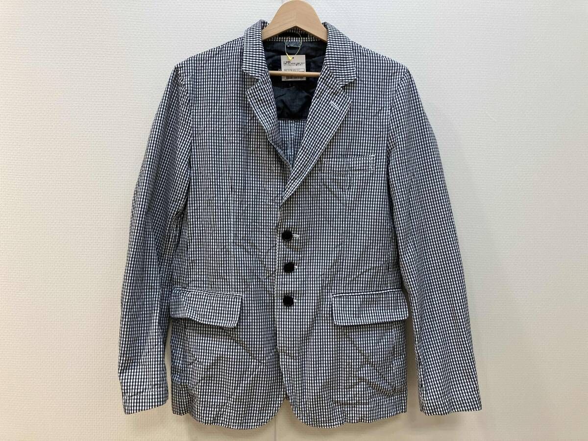 COMME des GARCONS HOMME DEUX コムデギャルソンオムドゥ テーラードジャケット S チェック ポリエステル 綿 日本製 DO-J072 襟汚れ有
