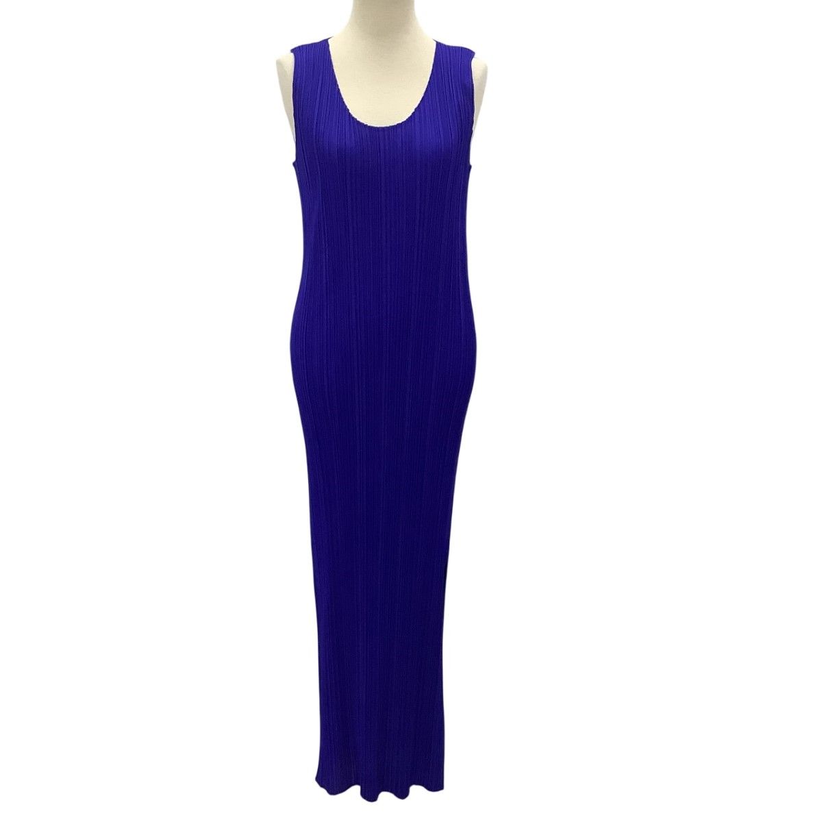 ISSEY MIYAKE イッセイミヤケ PLEATS PLEASE ノースリーブワンピース ブルー