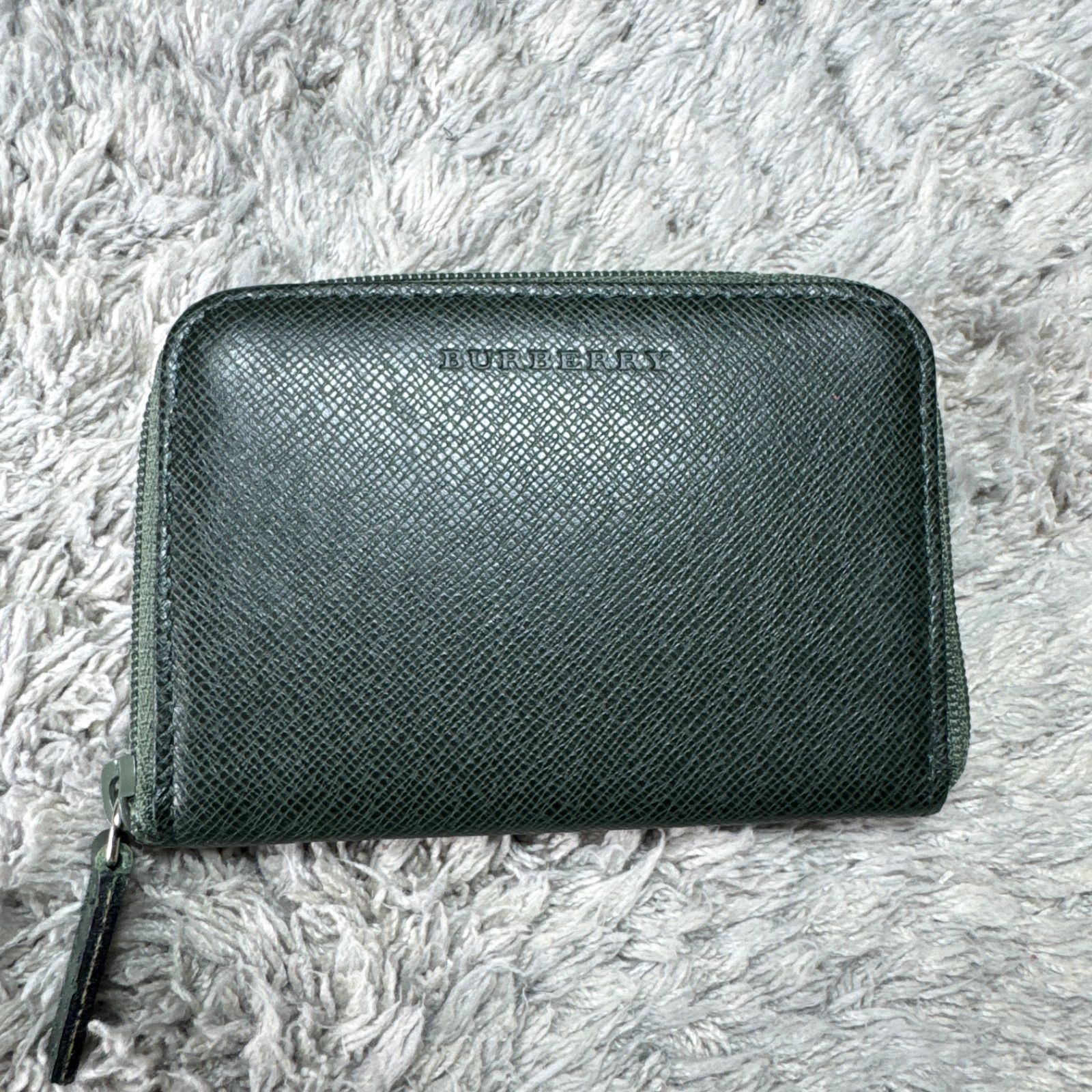 美品】BURBERRY バーバリー コインケース 小銭入れ レザー グリーン 