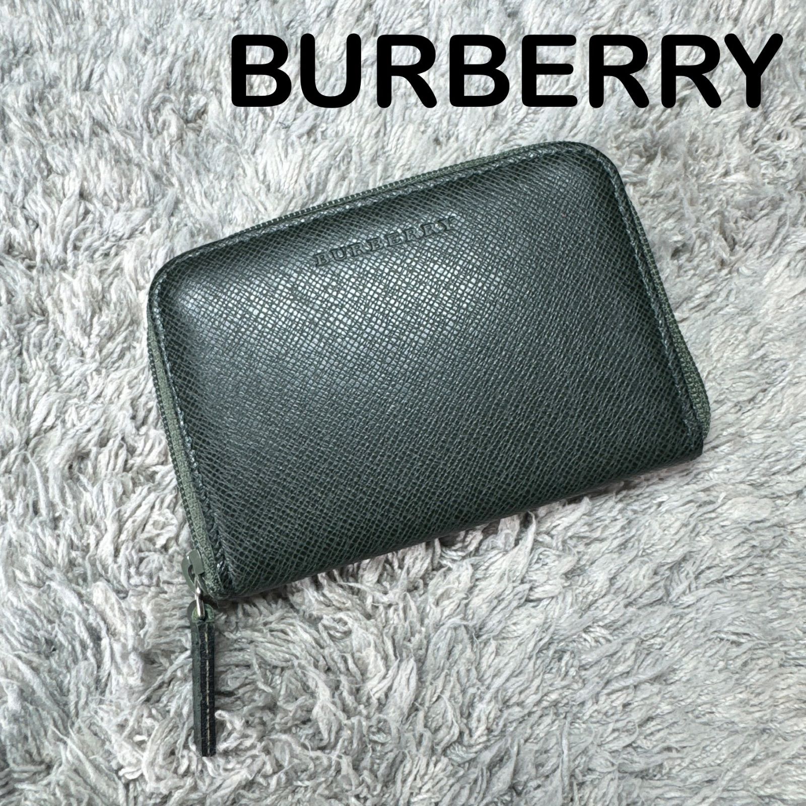 美品】BURBERRY バーバリー コインケース 小銭入れ レザー グリーン 