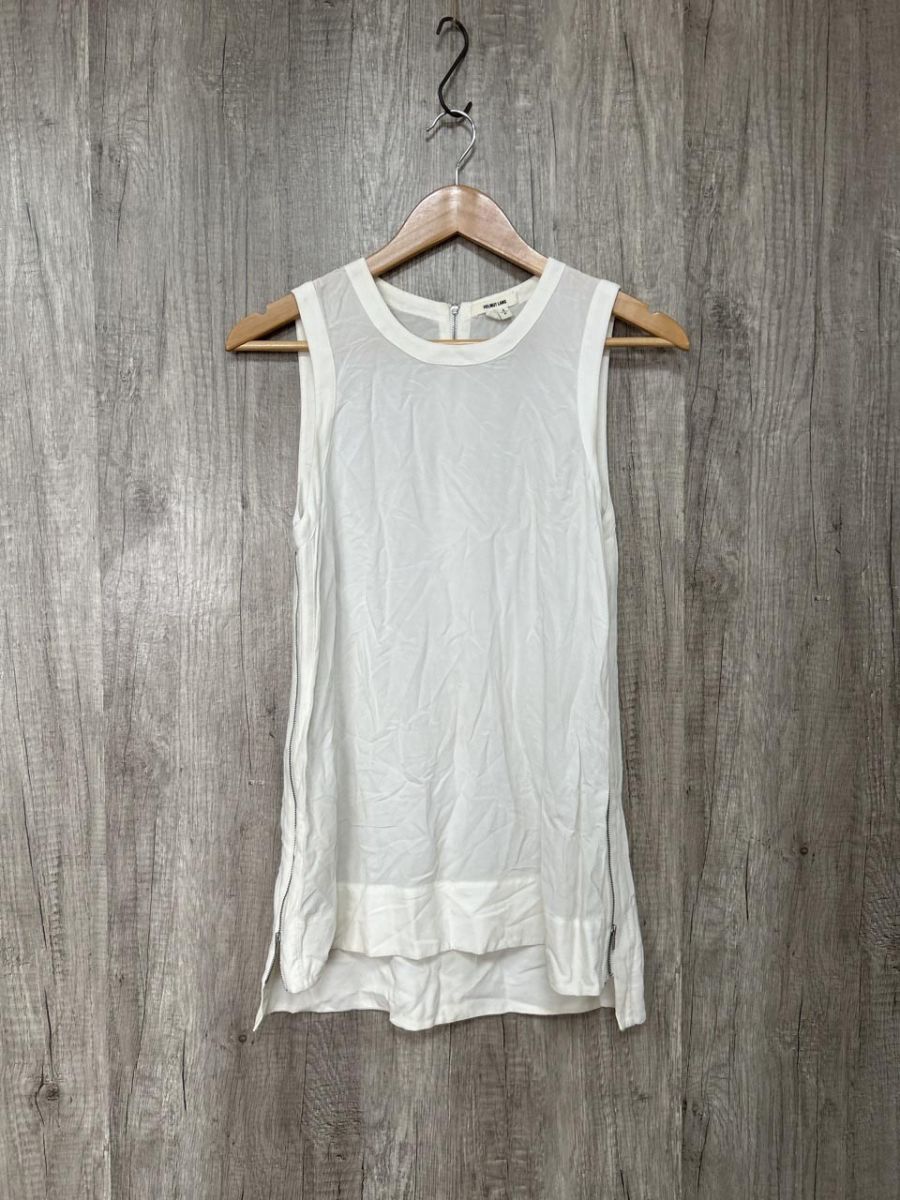 HELMUT LANG ヘルムートラング 両サイド ZIP ノースリーブ カットソー sizeS/白 ■◆◎レディース