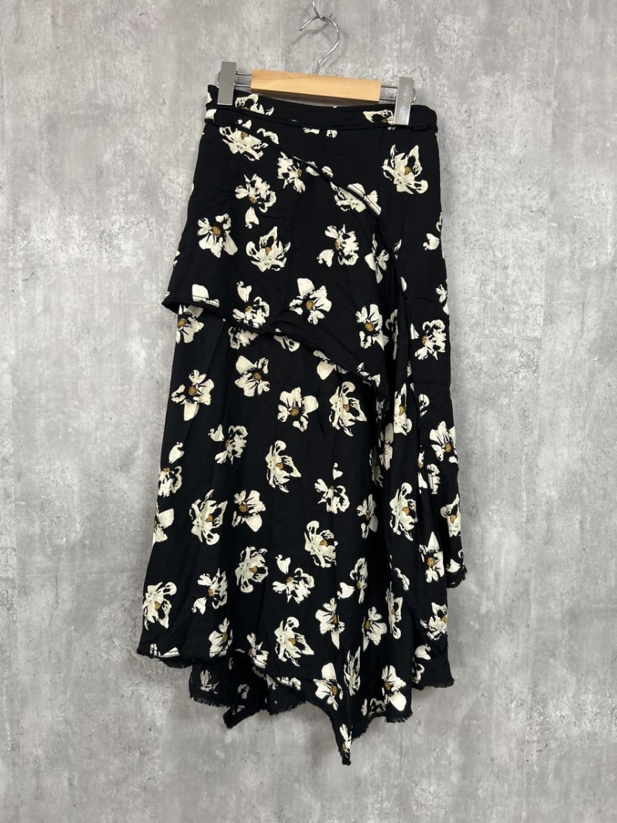 PROENZA Schouler プロエンザスクーラー 花柄 ラップスカート ロング スカート sizeF/黒 ■■◎レディース