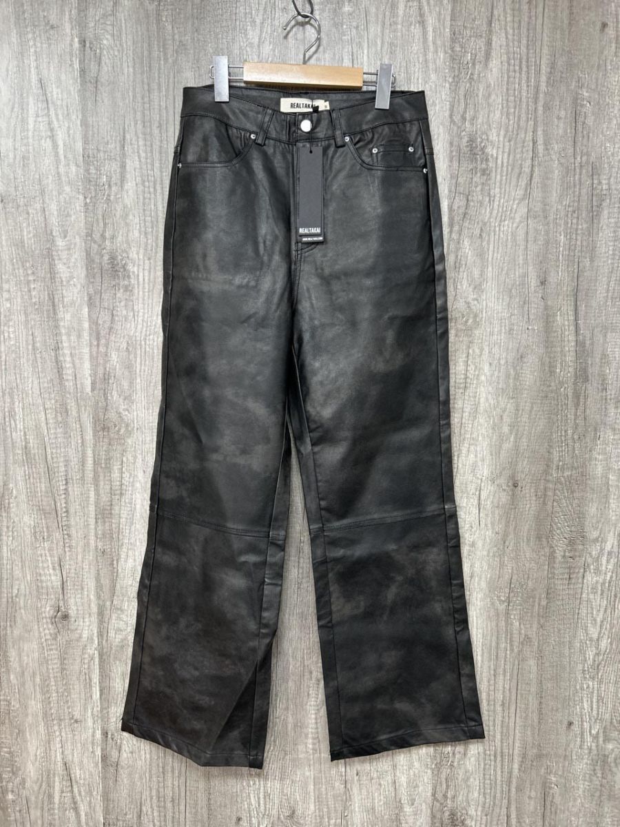 美品 REALTAKAI タグ付き未使用品 フェイクレザー パンツ sizeM/黒 ◆■◎メンズ