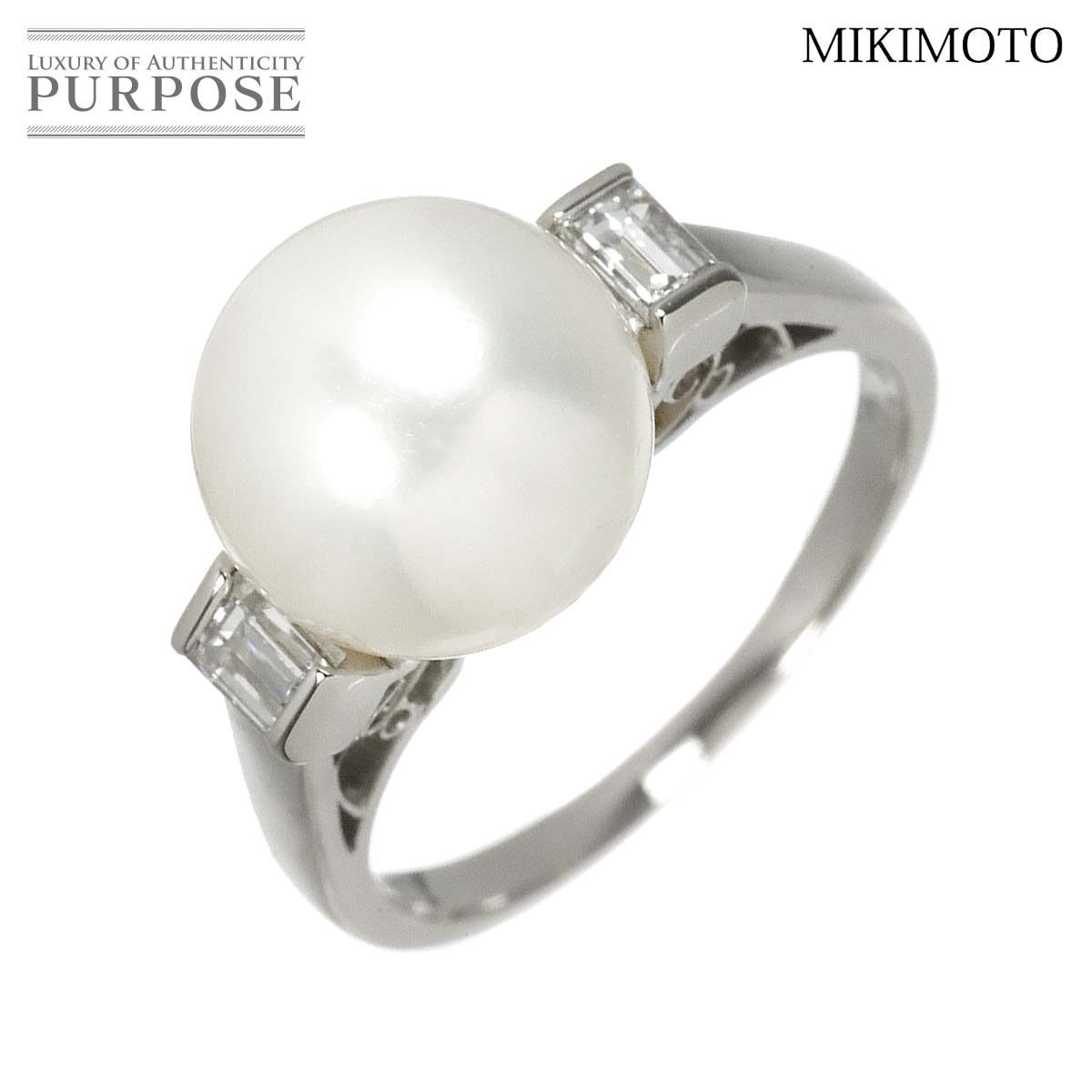 ミキモト MIKIMOTO 16号 リング 白蝶真珠 11.0mm ダイヤ 0.36ct Pt プラチナ パール 指輪 South Sea pearl Ring 90317354