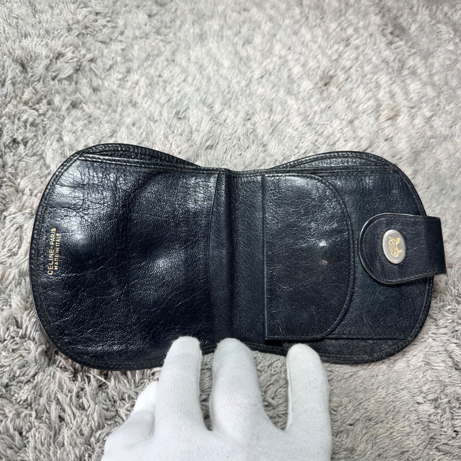 CELINE セリーヌ 二つ折り財布 シグネチャー レザー ヴィンテージ ユニ