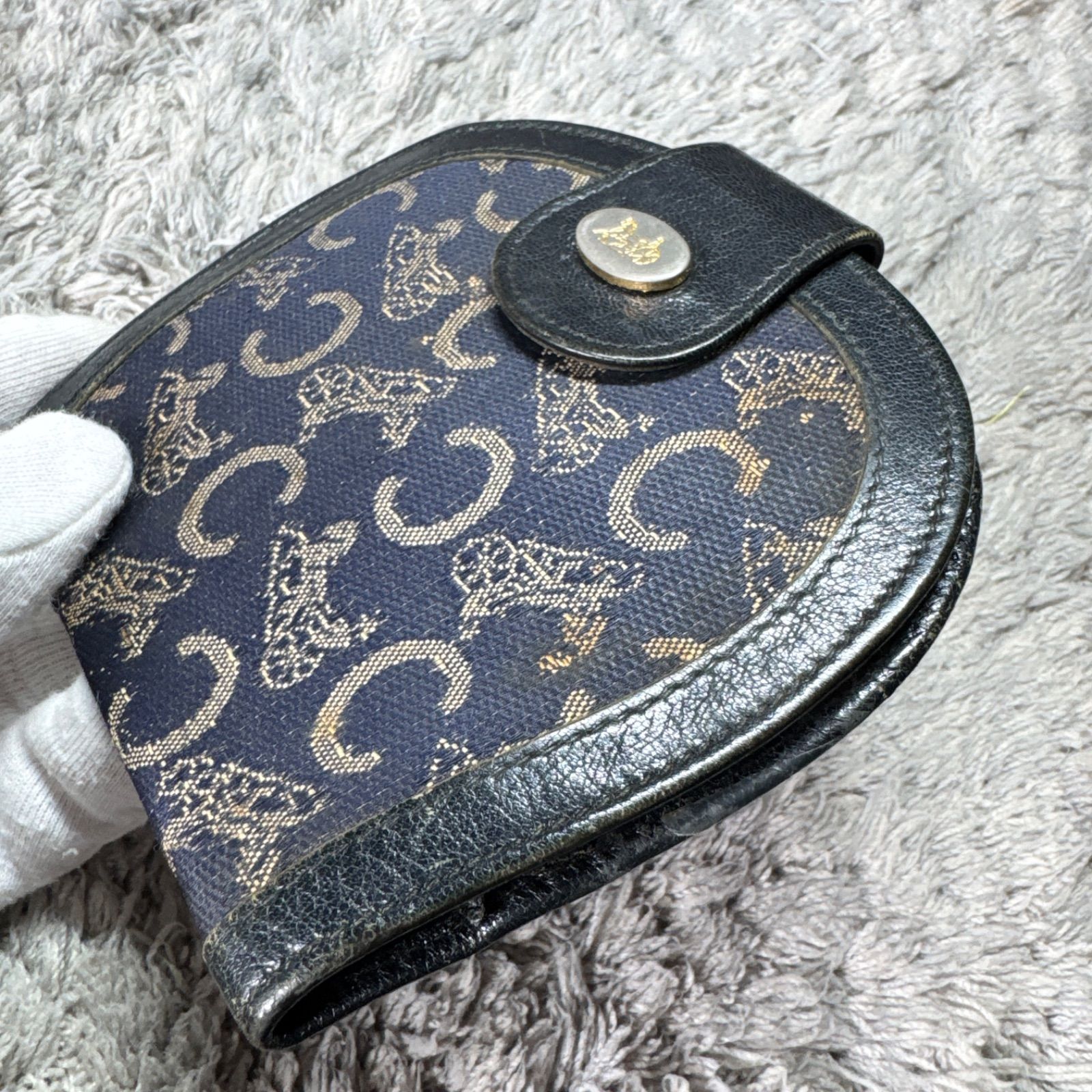CELINE セリーヌ 二つ折り財布 シグネチャー レザー ヴィンテージ ユニ
