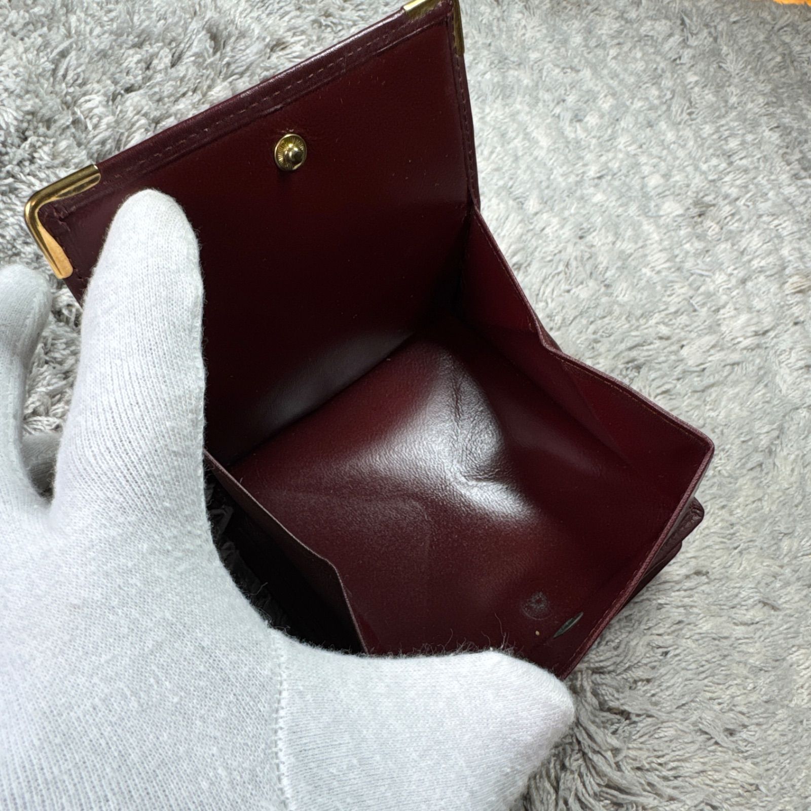 Cartier カルティエ 二つ折り財布 マストライン レザー ボルドー