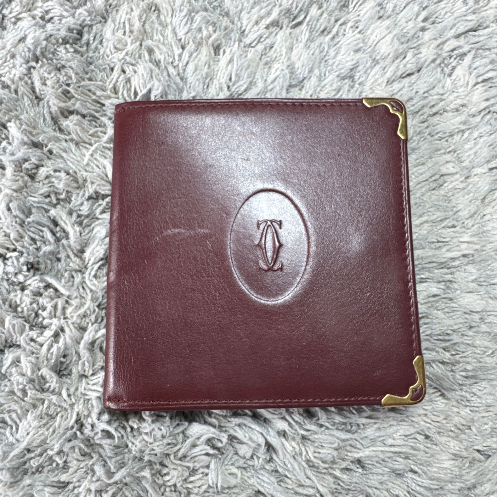 Cartier カルティエ 二つ折り財布 マストライン レザー ボルドー