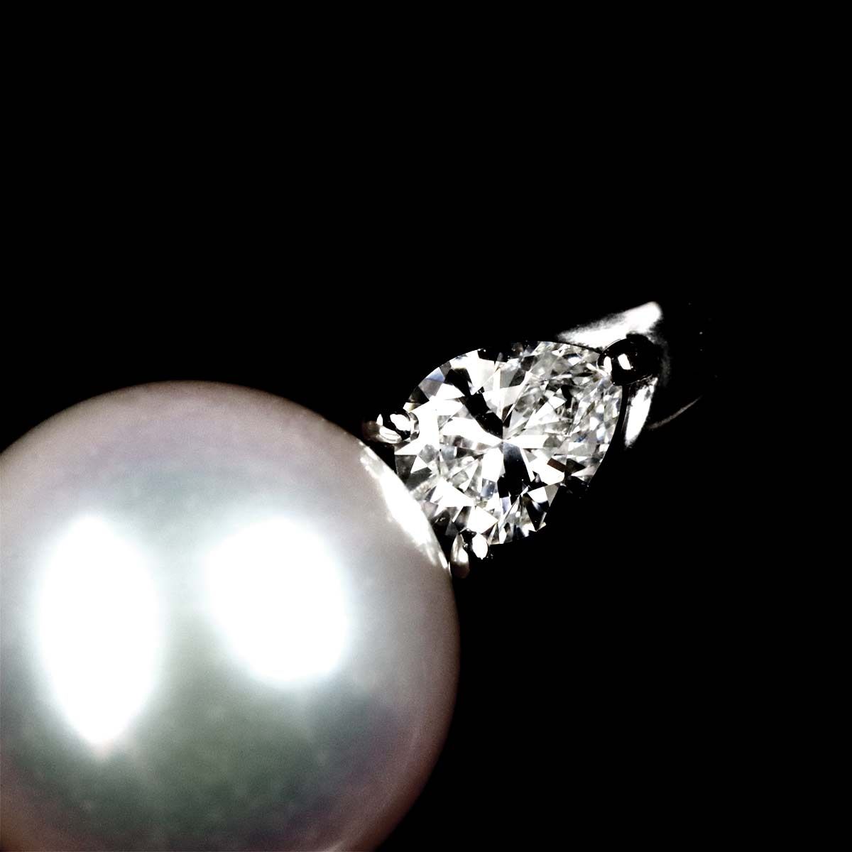 タサキ TASAKI 11号 リング アコヤ真珠 9.2mm ダイヤ 0.30ct Pt 