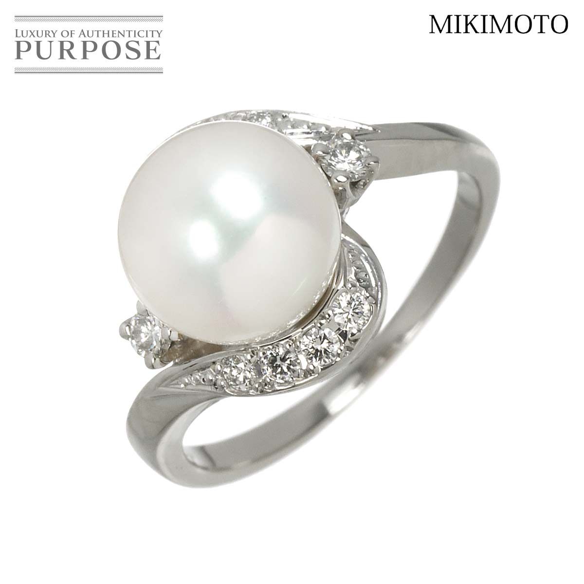 ミキモト MIKIMOTO 7号 リング アコヤ真珠 8.3mm ダイヤ Pt プラチナ パール 指輪 Akoya Pearl Ring 90319448