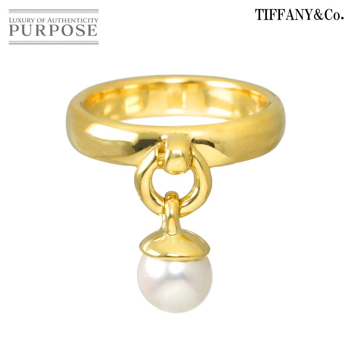 ティファニー TIFFANY&Co. アコヤ真珠 6.7mm ドアノック 11.5号 リング K18 YG イエローゴールド 750 パール 指輪 Ring 90320886
