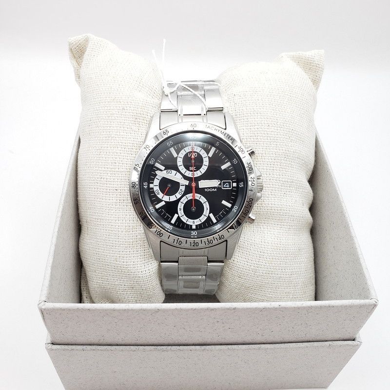 SEIKO セイコー Chronograph クロノグラフ SND371P1 ブラック×シルバー メタルバンド メンズ 腕時計