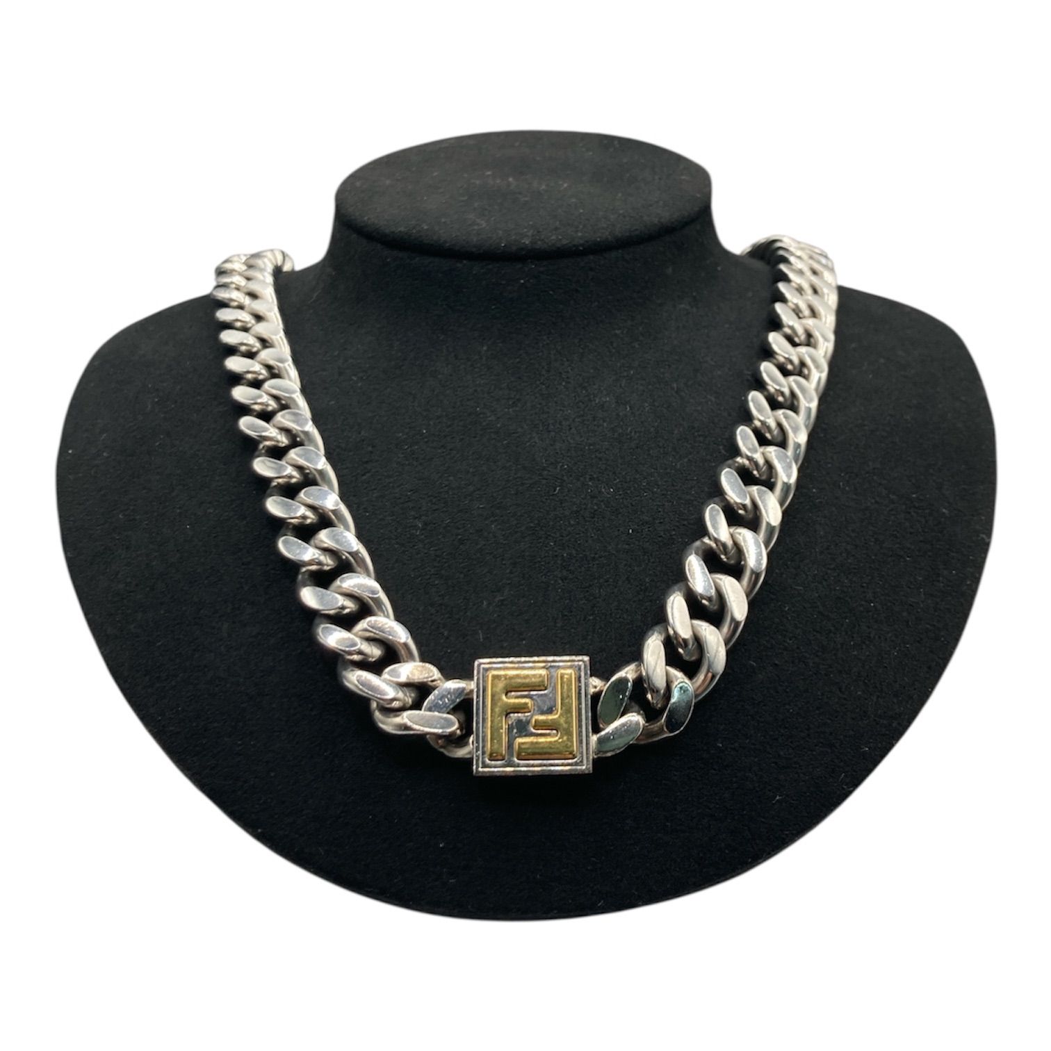 FENDI フェンディ FFモチーフ 7AJ293 メタル×GP ネックレス シルバー