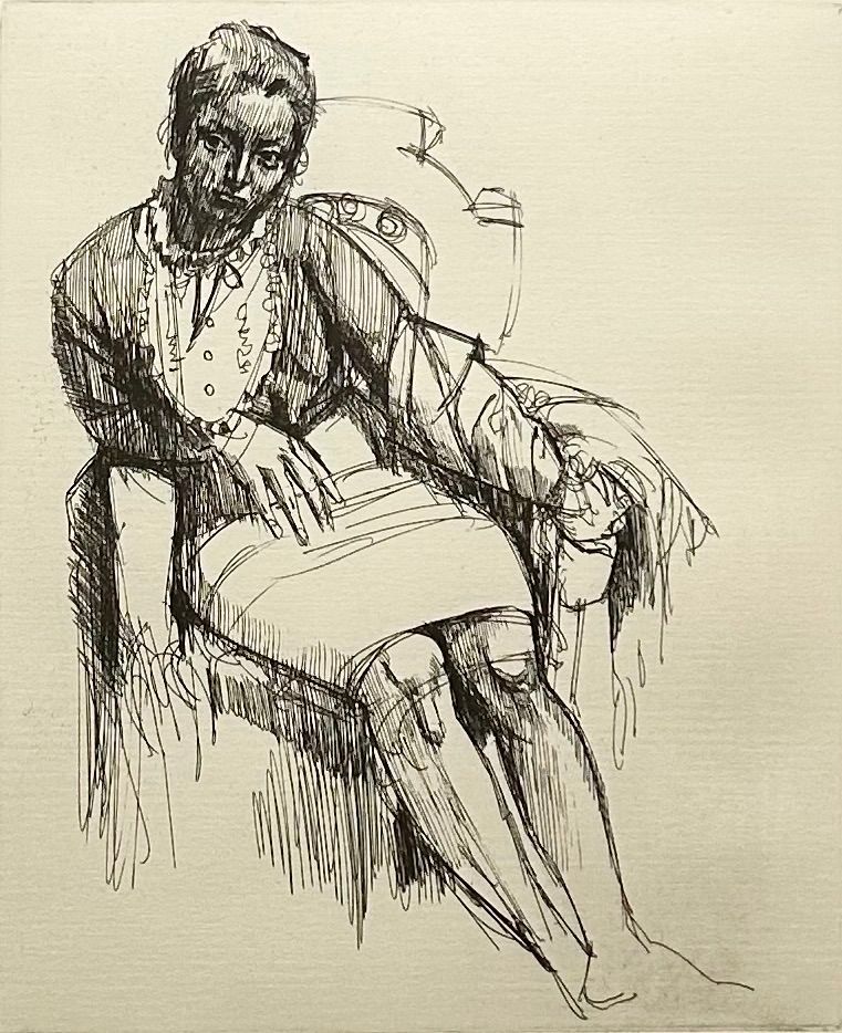 【額付】【真作】【複製画】椅子にかける女　小磯　良平　Ryōhei Koiso　オフセット　版画
