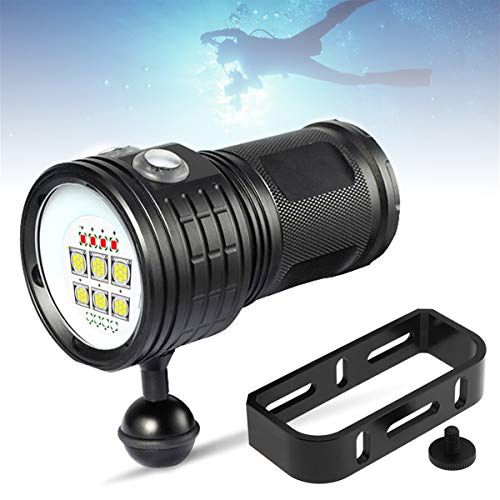 SecurityIng ダイビングライト 赤 青 白ライト 8000lm IPX-8防水 水中80M 120度広いビーム スキューバーダイビングライト 水中写真動画懐中電灯 ダイビング 夜釣り キャンプ ダイバーライト(電池は別売り)