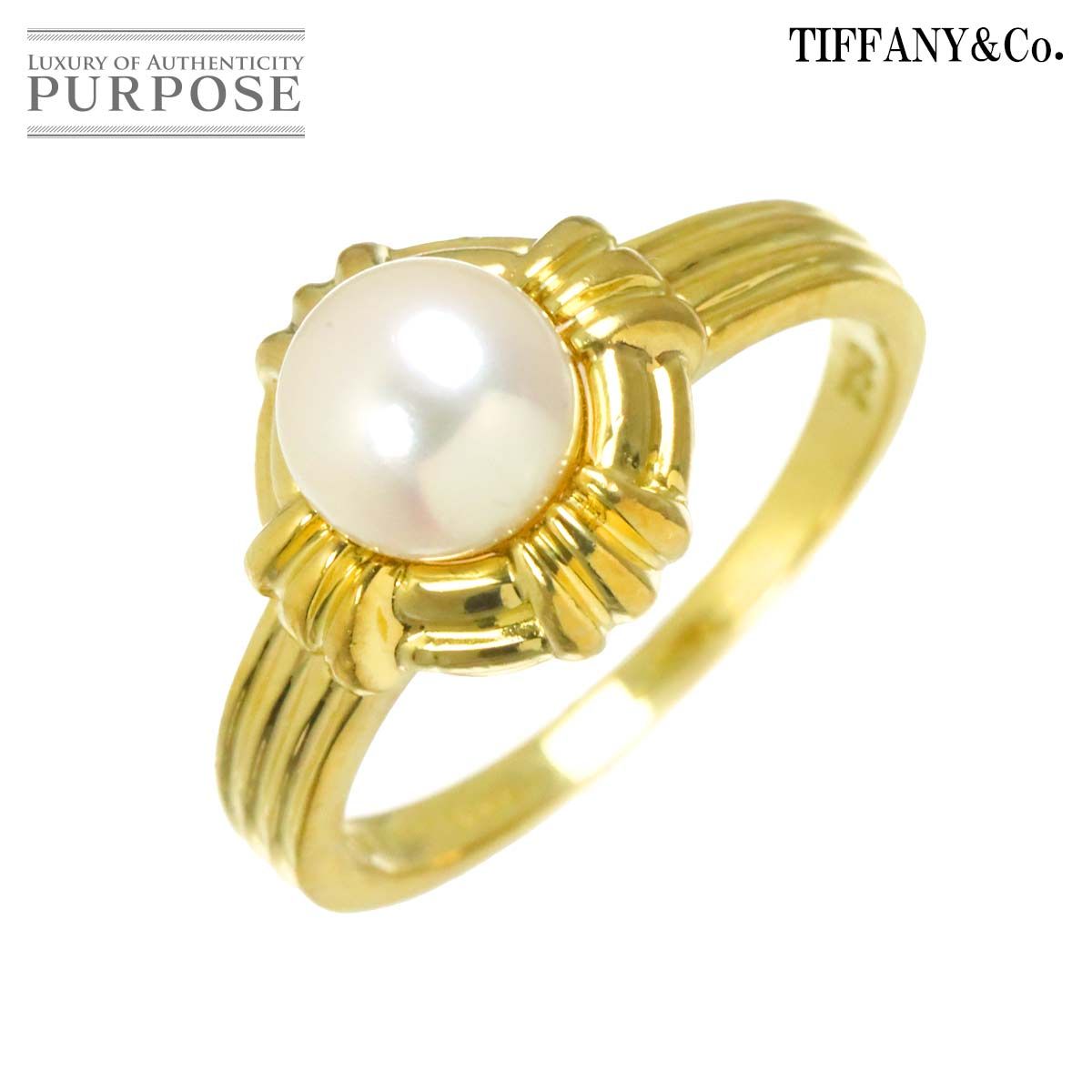 ティファニー TIFFANY&Co. アコヤ真珠 6.2mm 9.5号 リング K18 YG イエローゴールド 750 パール 指輪 Ring 90321299