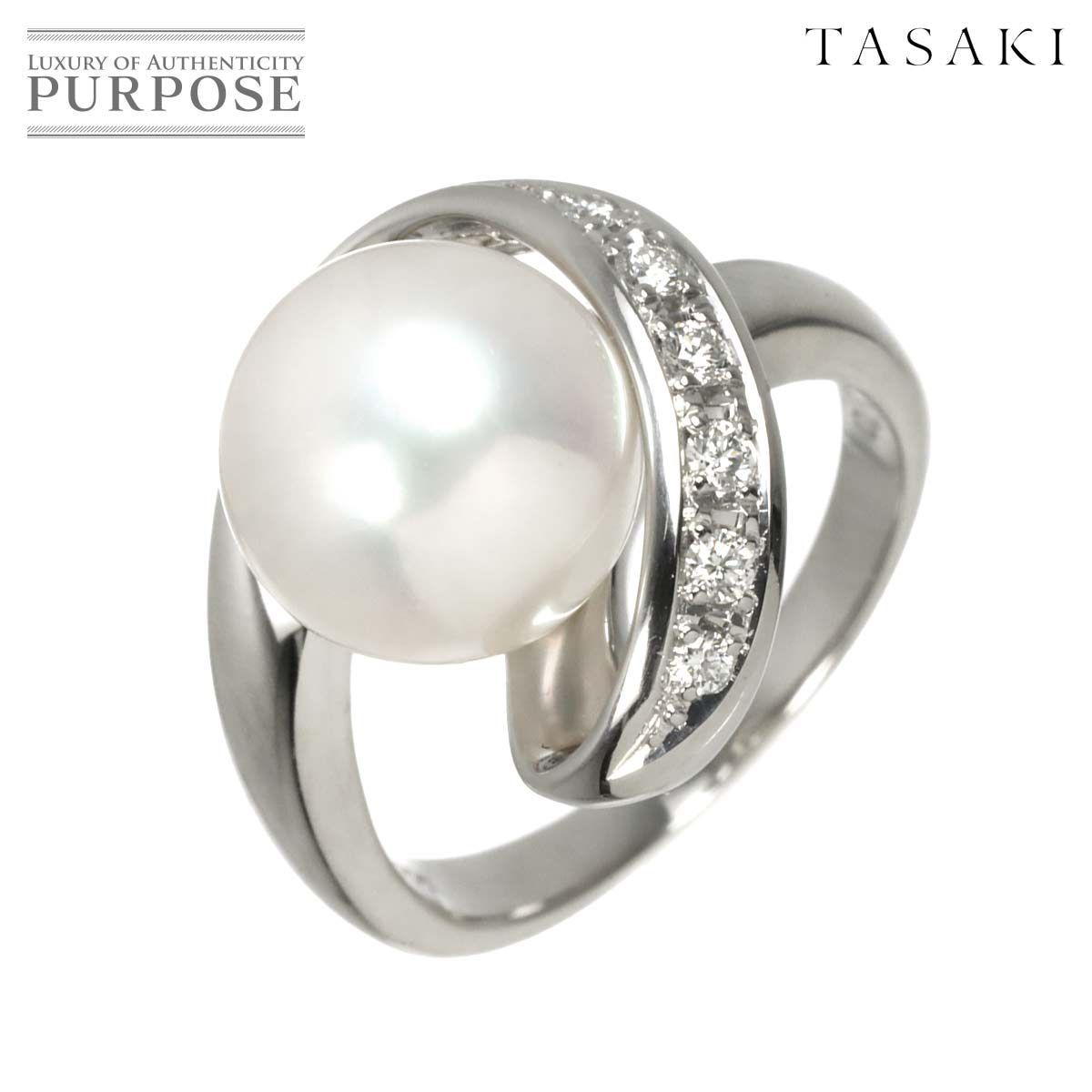 タサキ TASAKI 9.5号 リング 白蝶真珠 10.0mm ダイヤ 0.12ct Pt