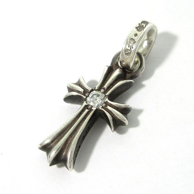 【三重本店】 中古 CHROME HEARTS | クロムハーツ CHクロスベビーファットチャーム with シングルダイヤモンド / ペンダントトップ シルバー 【134】