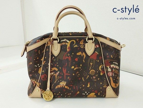 D697 [人気] PIERO GUIDI ピエログイディ ハンドバッグ ブラウン 総柄