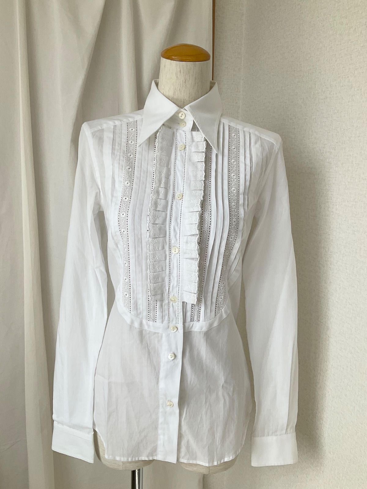 DOLCE&GABBANA ドルガバ ドレスシャツ フリルシャツ 38 コットン100%