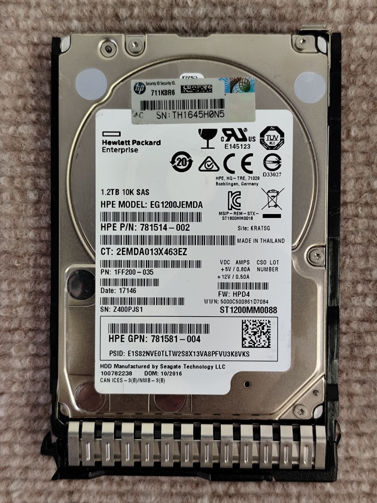 796365-004 1.2TB 10K SAS 6Gb/s 2.5/ E1