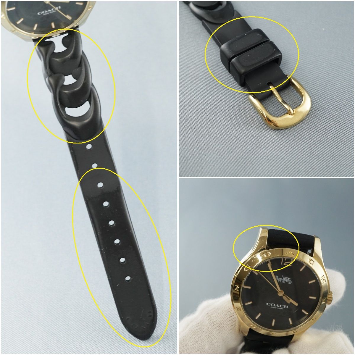 COACH コーチ 腕時計 USED品 CA.79.7.95.1427 ラバーベルト ブラック