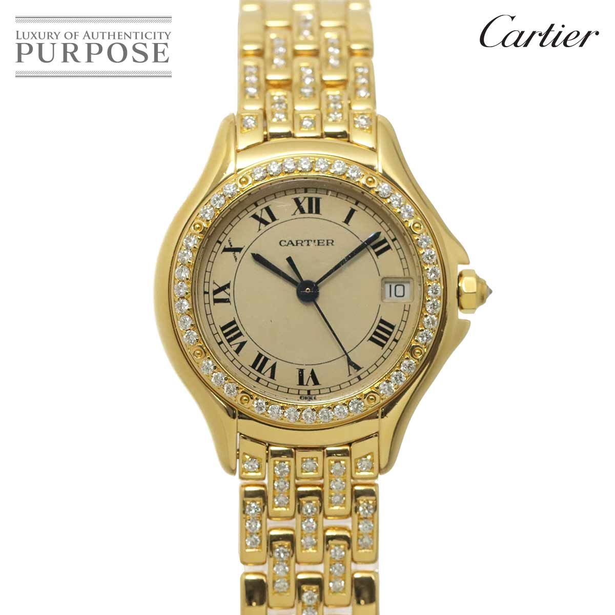 カルティエ Cartier パンテール クーガー WF8001FR レディース ダイヤ ベゼル ブレス K18YG 金無垢 クォーツ Panthere Cougar 90317767